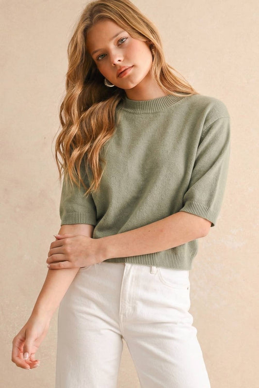 T3675 SHORT SLEEVE SWEATER TOP