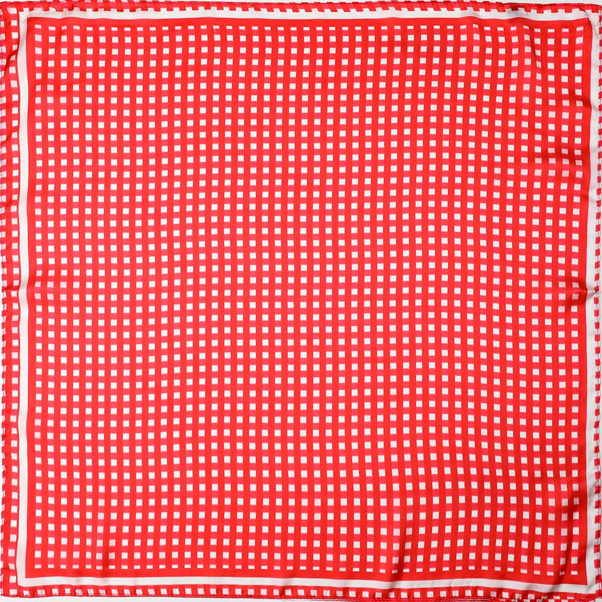 Red Gingham Silk-Finish Square Scarf | 40SC710