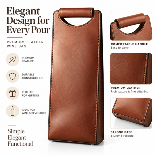 Leather Wine Bottle Holder – Brown Single Bottle Wine Carrie