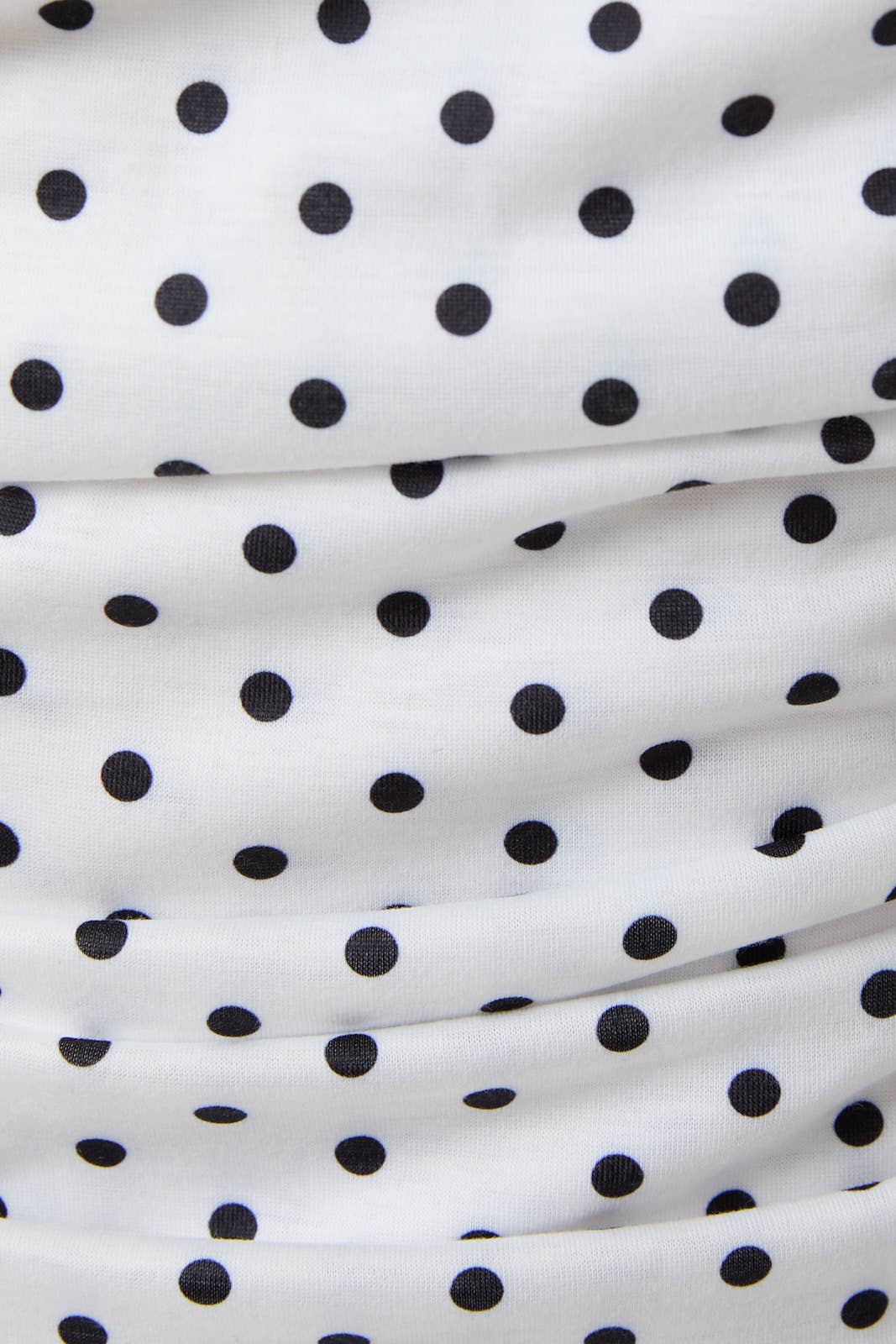 OFF SHOULDER TOP WITH SIDE RUCHING IN POLKA DOT