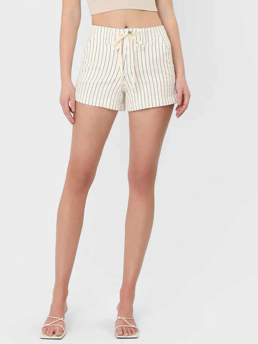 HIGH RISE DRAWSTRING STRIPED A LINE SHORTS V3835STR