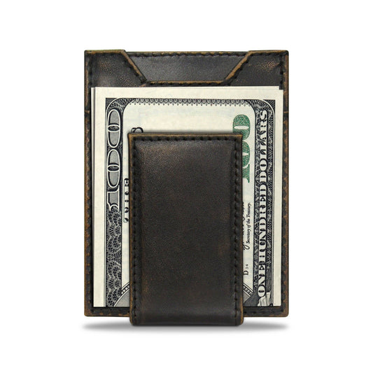 Arkansas Razorbacks Burnished Magnetic Front Pocket Leather Wallet.