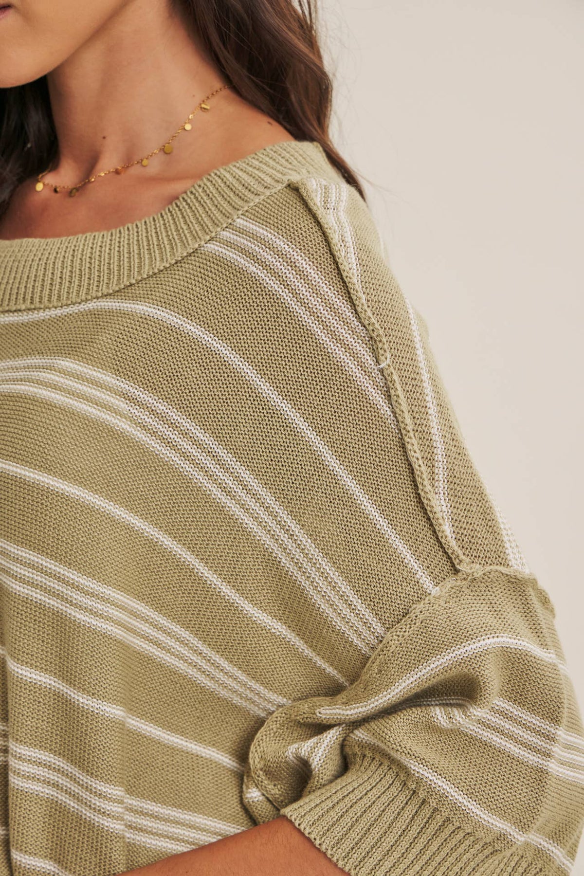 SUNLIT BOARDWALK LINEN COTTON BOXY STRIPE SWEATER