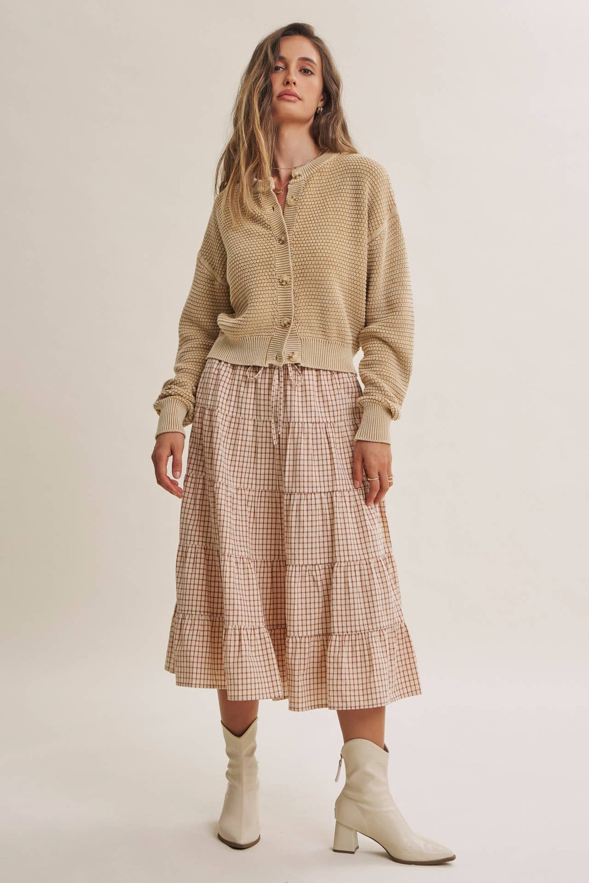 SEASONLESS MINERAL-WASHED COTTON WAFFLE BUTTON-DOWN CARDIGAN