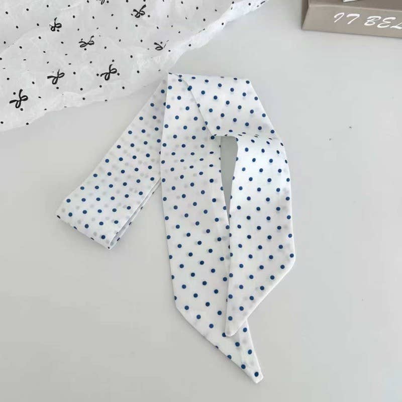 Vintage-Style Skinny Twilly Scarf-Polka Dot&Gingham|40SC715