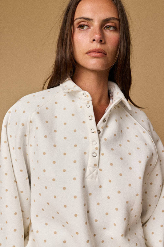 PT16060-12 - POLKA DOT PIPER SNAP BUTTON SWEATER