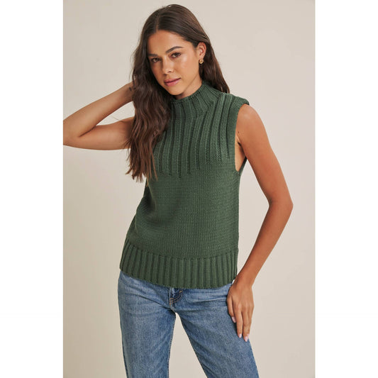 QUIET CABIN DAYS RIBBED MOCK NECK SWEATER TOP