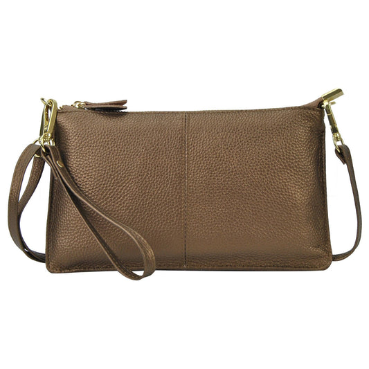 Bronze NGIL Genuine Leather Wristlet Crossbody Bag