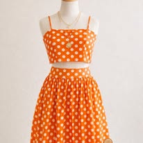 Orange Polka Dot Skirt Set