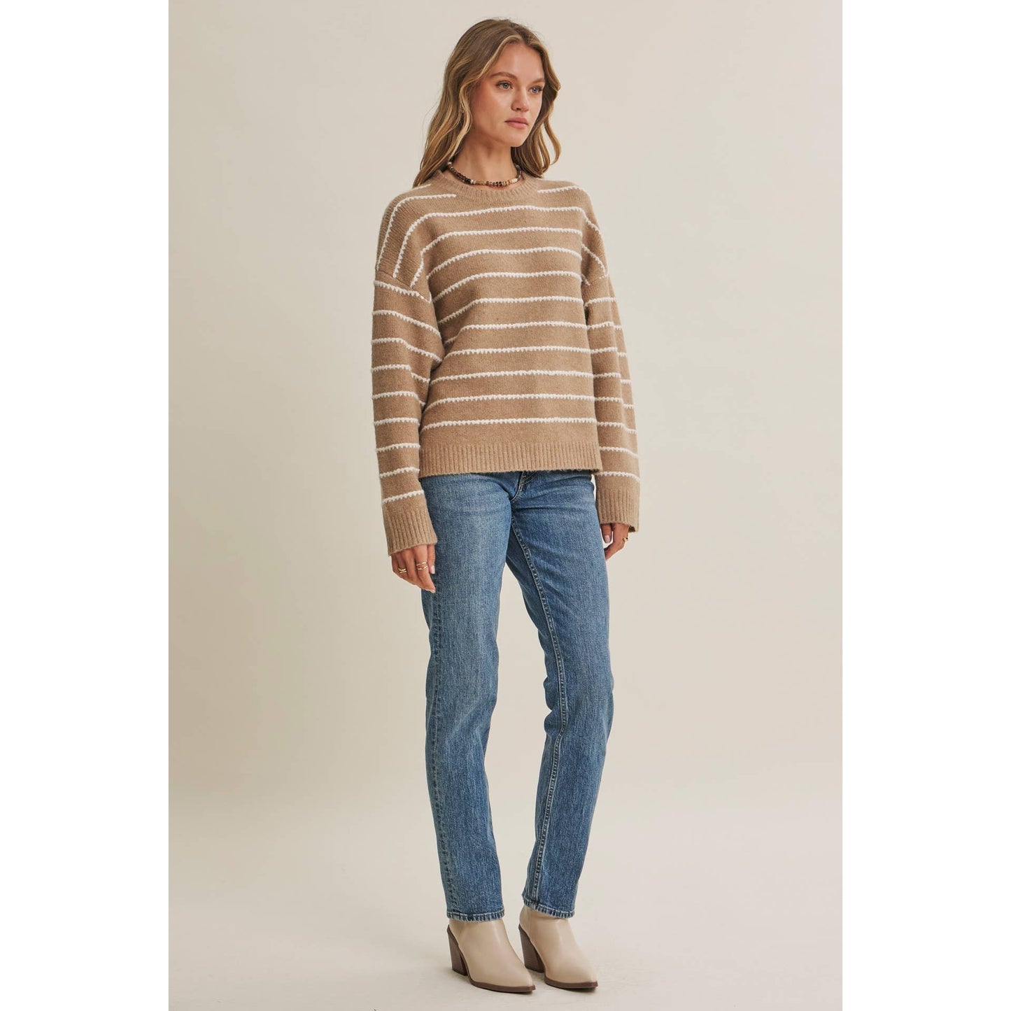 EVERYDAY LAYERING CONTRAST STRIPE SUSTAINABLE SWEATER