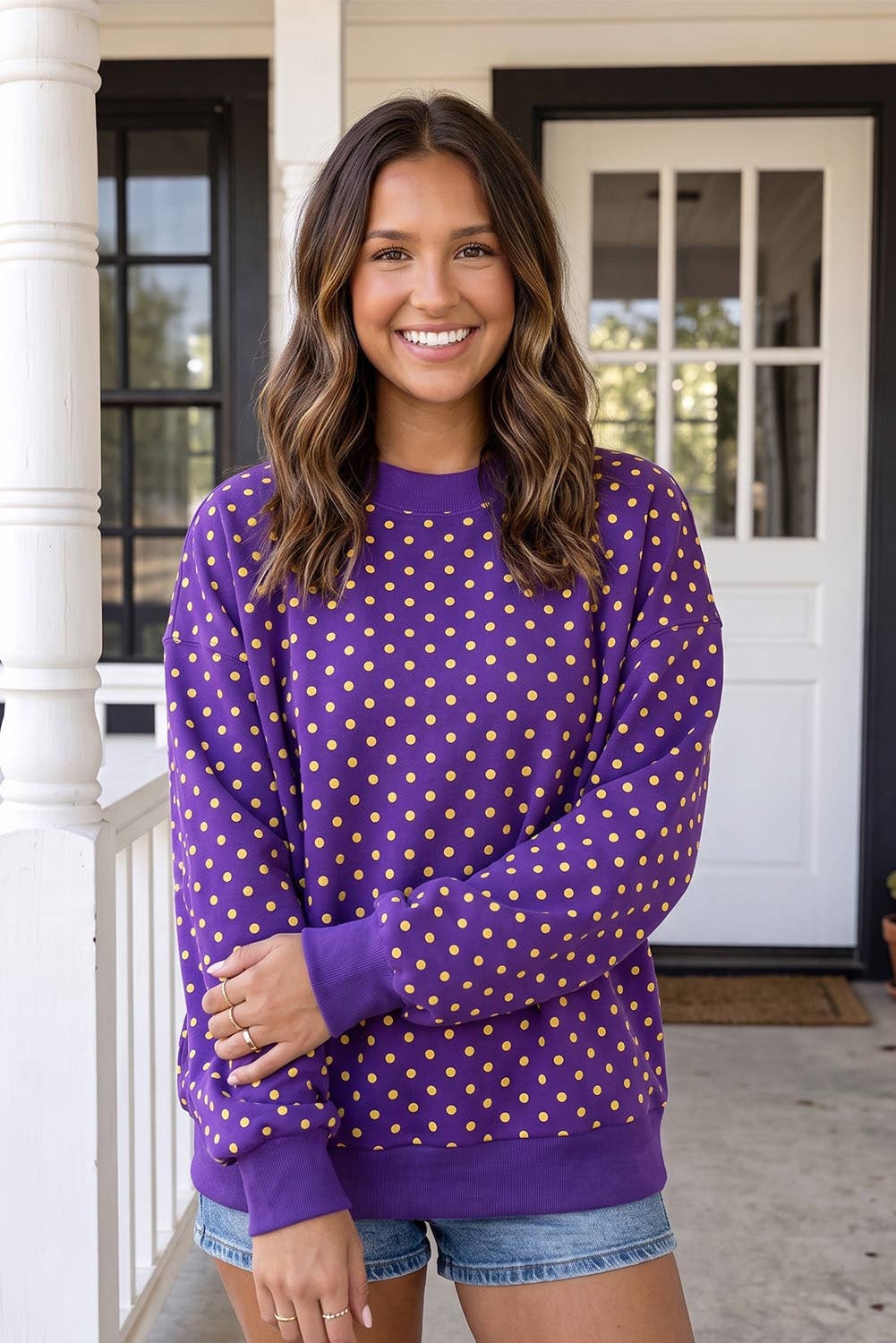 LAS Polka Dot Mock Neck Sweatshirt (S-4X)