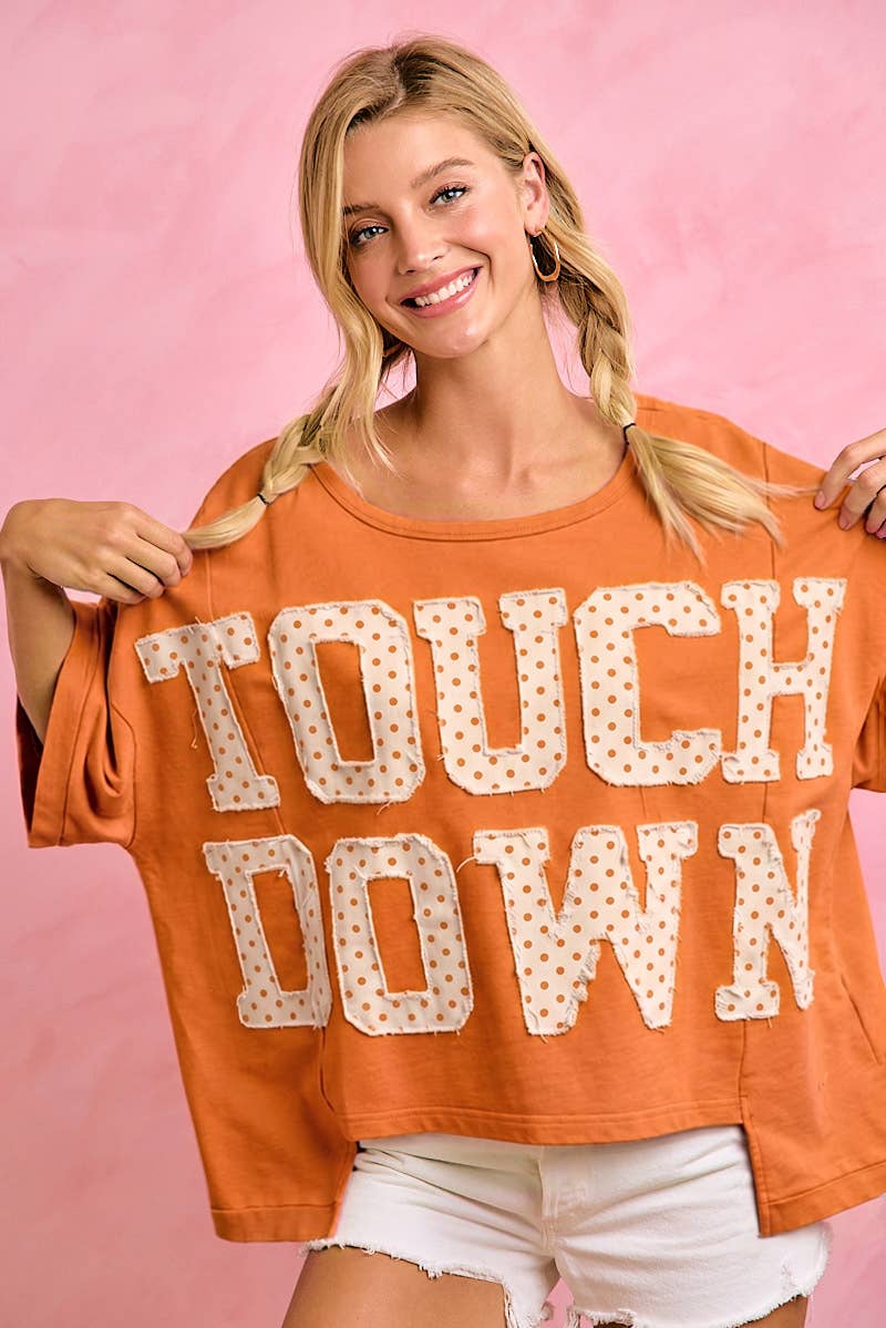 GAMEDAY THEME POLKA DOT PATCHES SHORT SLEEVES TOP