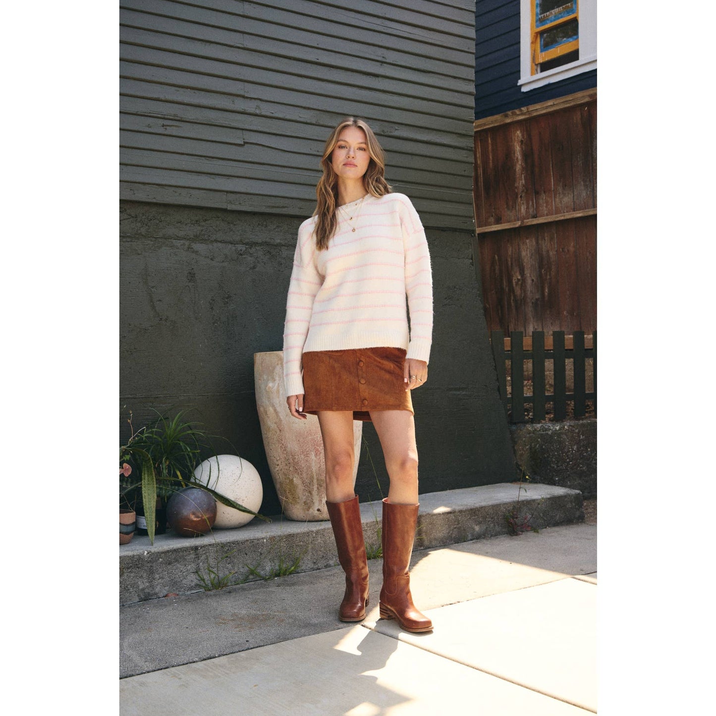 EVERYDAY LAYERING CONTRAST STRIPE SUSTAINABLE SWEATER