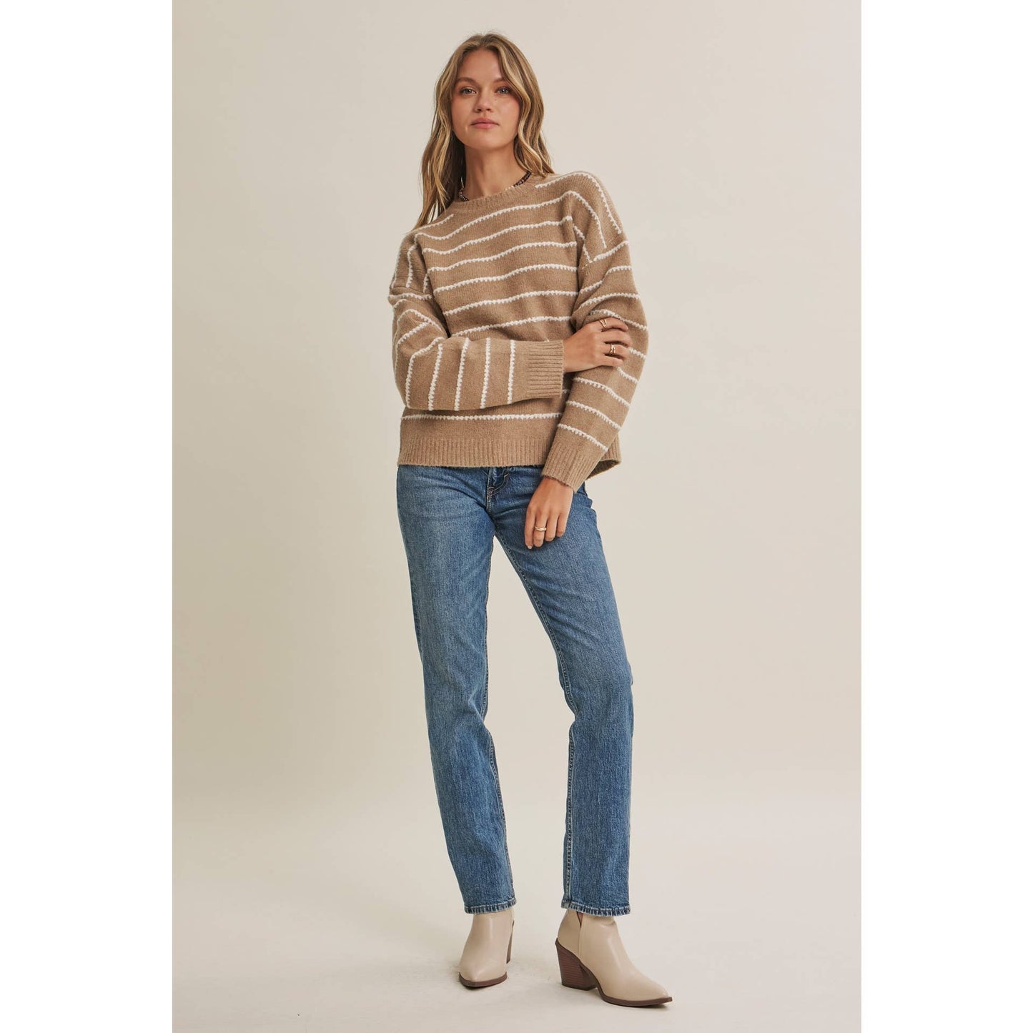 EVERYDAY LAYERING CONTRAST STRIPE SUSTAINABLE SWEATER