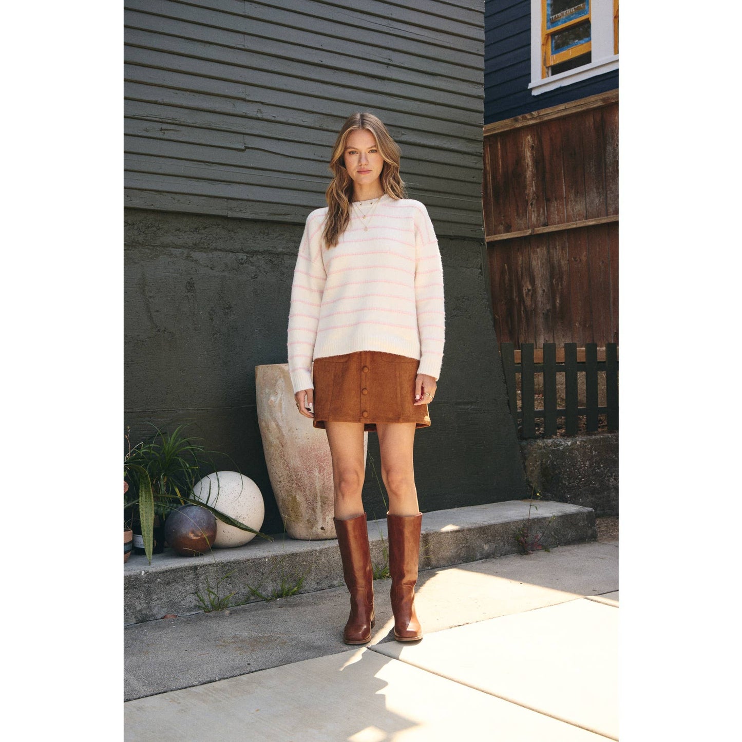 EVERYDAY LAYERING CONTRAST STRIPE SUSTAINABLE SWEATER