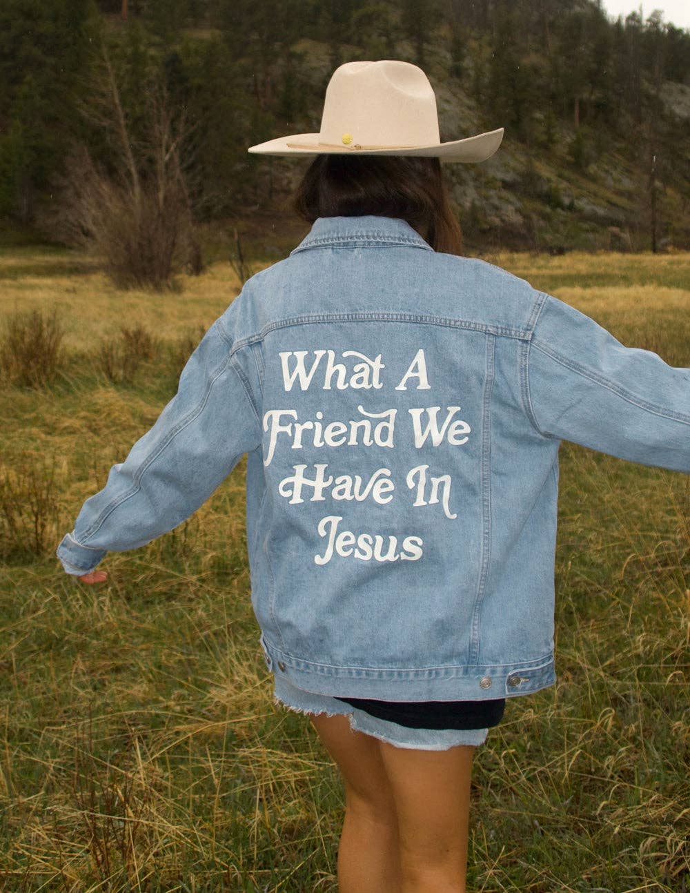 Elevated Faith What a Friend In Jesus Denim Jacket