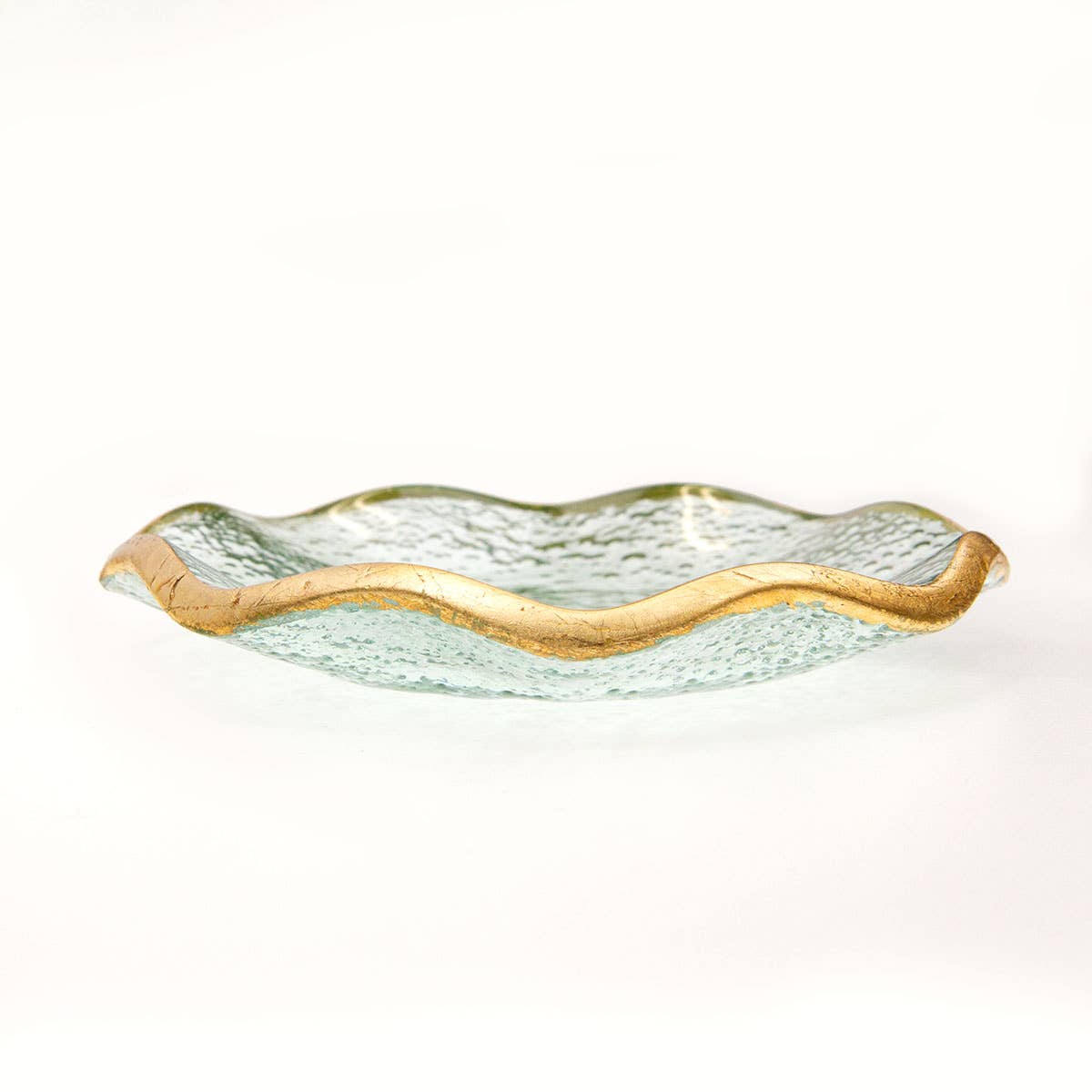 Austria Glass Trinket Dish   Clear/Gold   5x.75x5