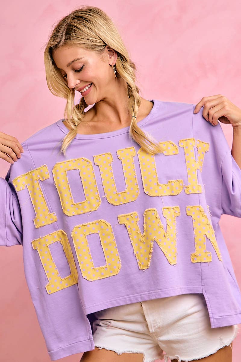 GAMEDAY THEME POLKA DOT PATCHES SHORT SLEEVES TOP
