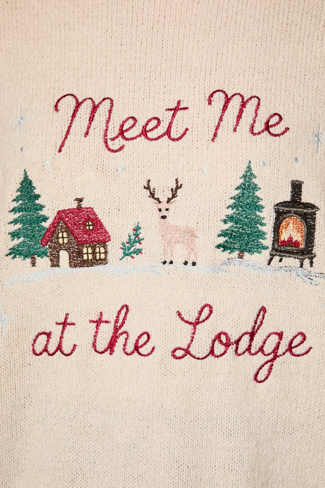 Meet Me At The Lodge Embroidered Knit Sweater