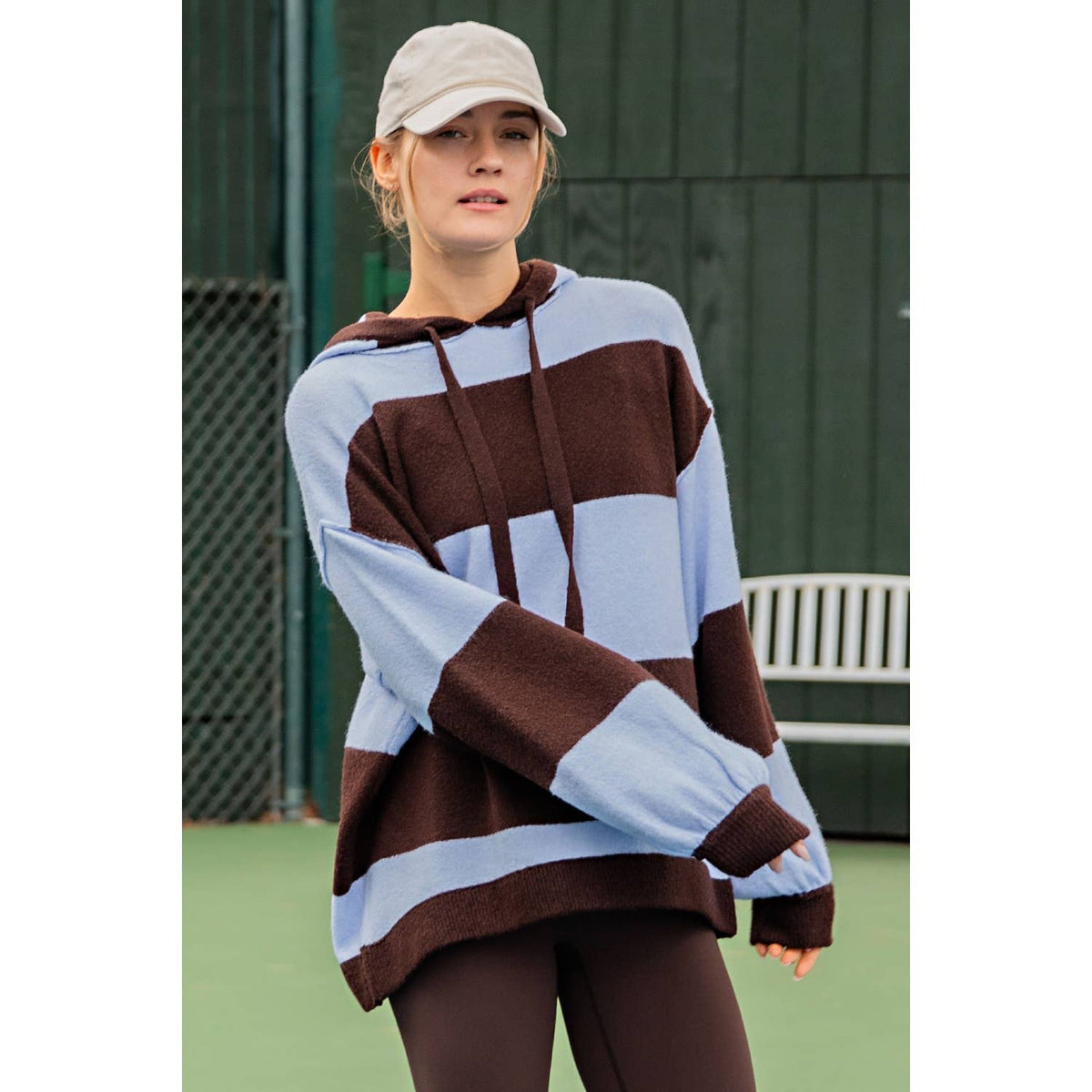 STRIPED OVERSIZED HOODIE SWEATER