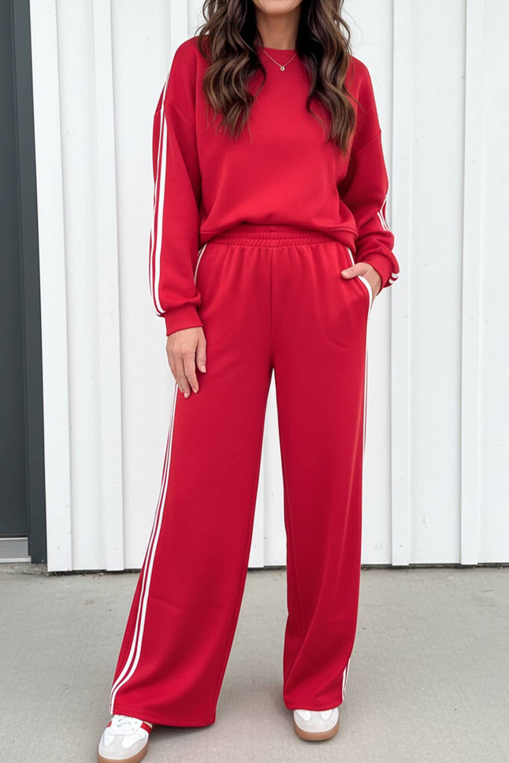 LAS Striped Pullover Elastic Sweatpants 2pcs Outfit (S-XL)