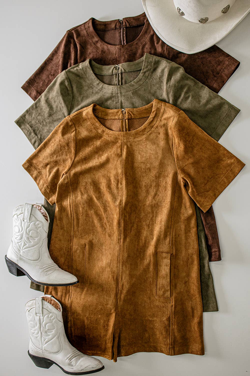 NP71107-Suede Short Sleeve Romper