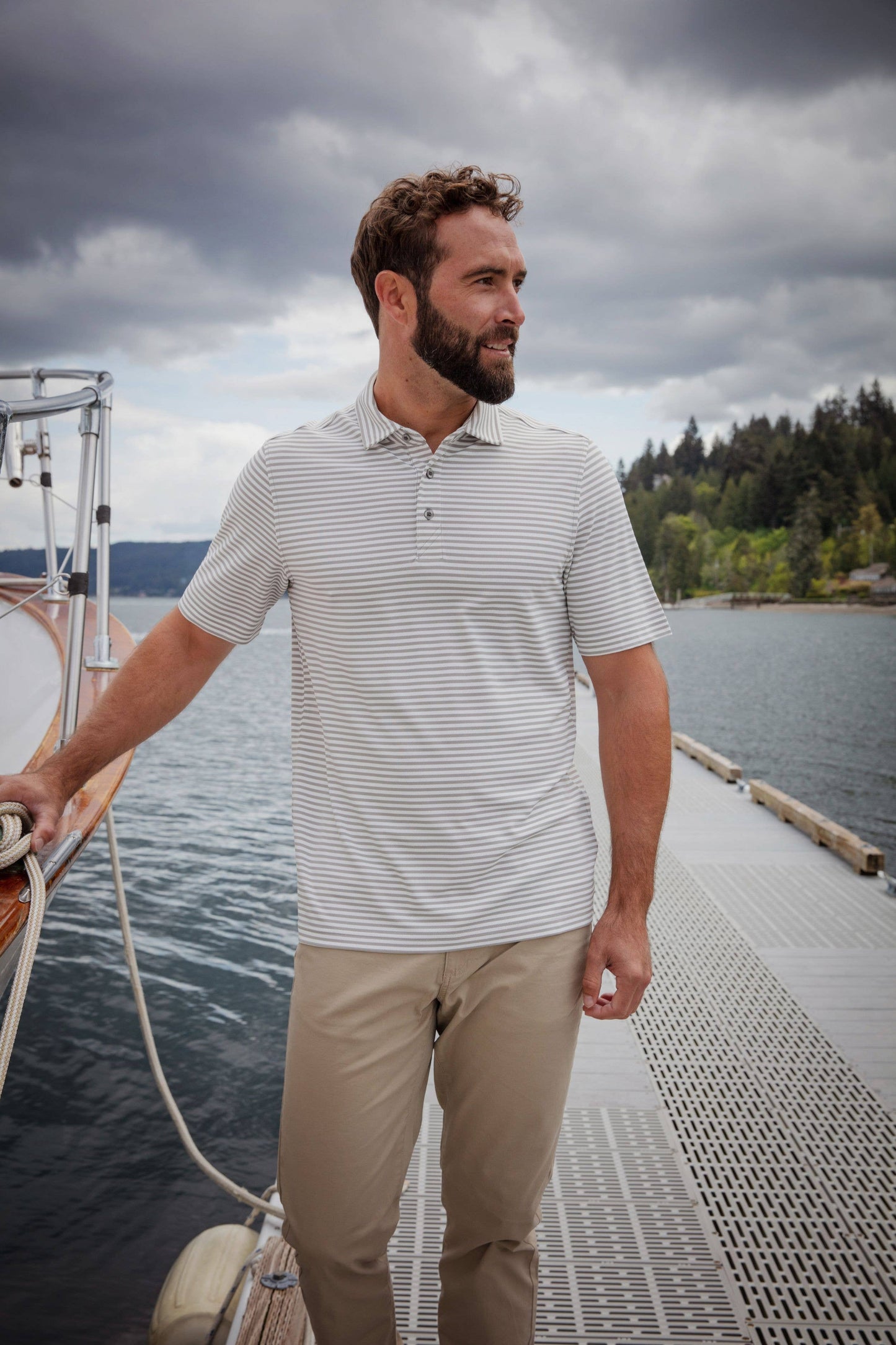 Cutter & Buck Virtue Eco Pique Stripe Recycled Men's Polo