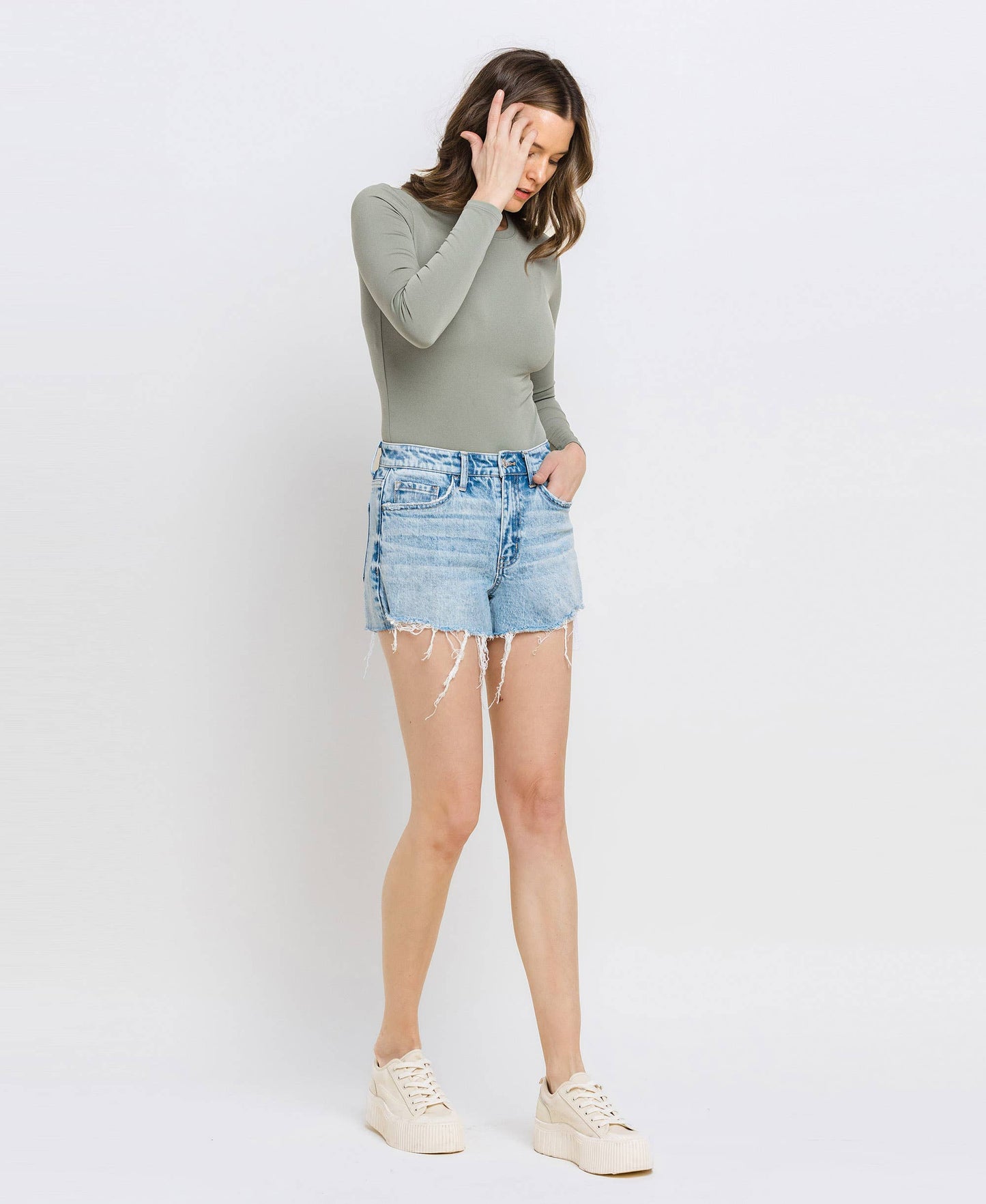 High Rise Denim Shorts