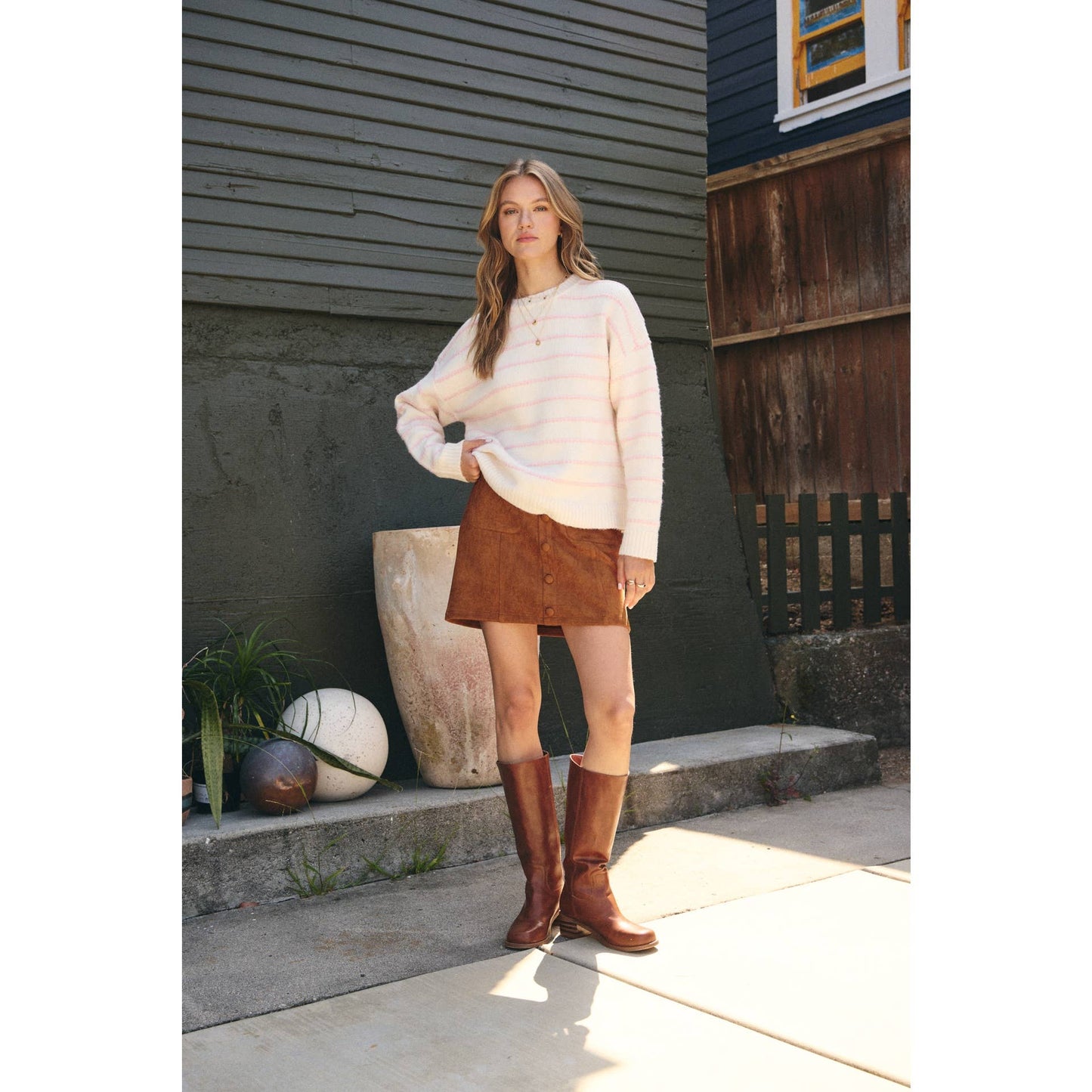 EVERYDAY LAYERING CONTRAST STRIPE SUSTAINABLE SWEATER