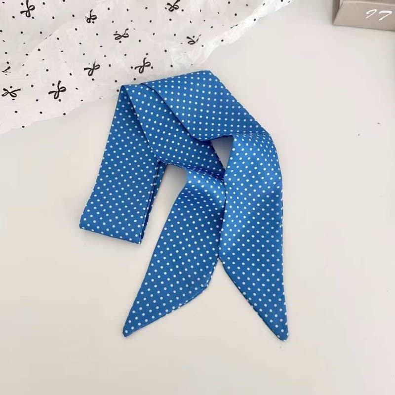 Vintage-Style Skinny Twilly Scarf-Polka Dot&Gingham|40SC715