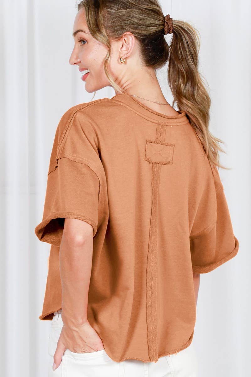Vintage-Inspired Cut Edge Knit Top VT82311