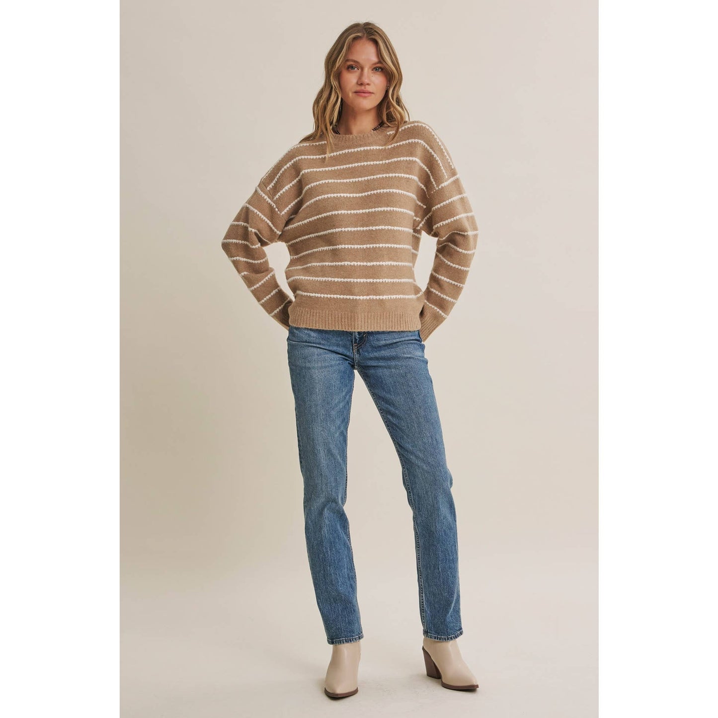 EVERYDAY LAYERING CONTRAST STRIPE SUSTAINABLE SWEATER