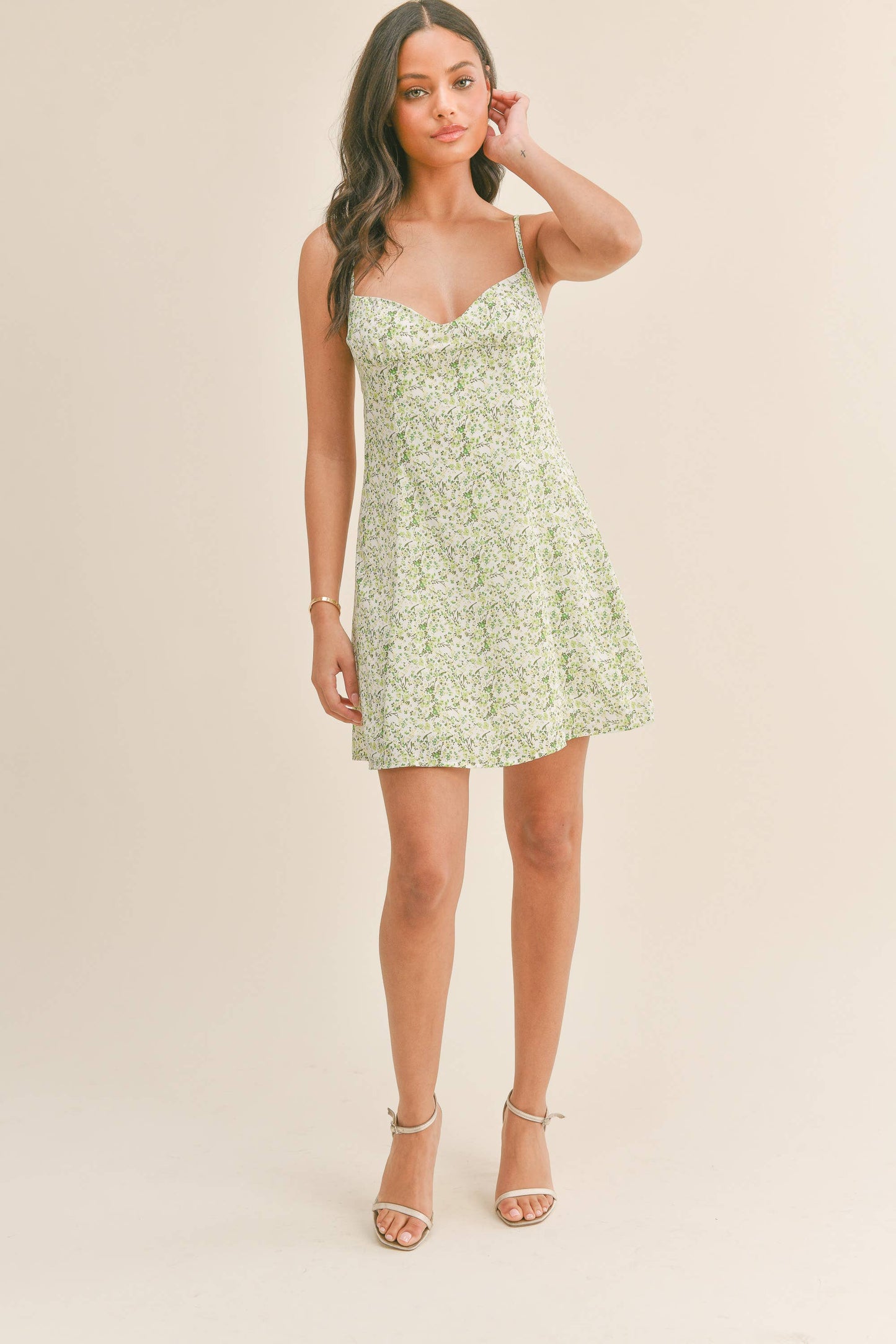 ID6087 SPAGHETTI STRAP FLORAL PRINT MINI DRESS