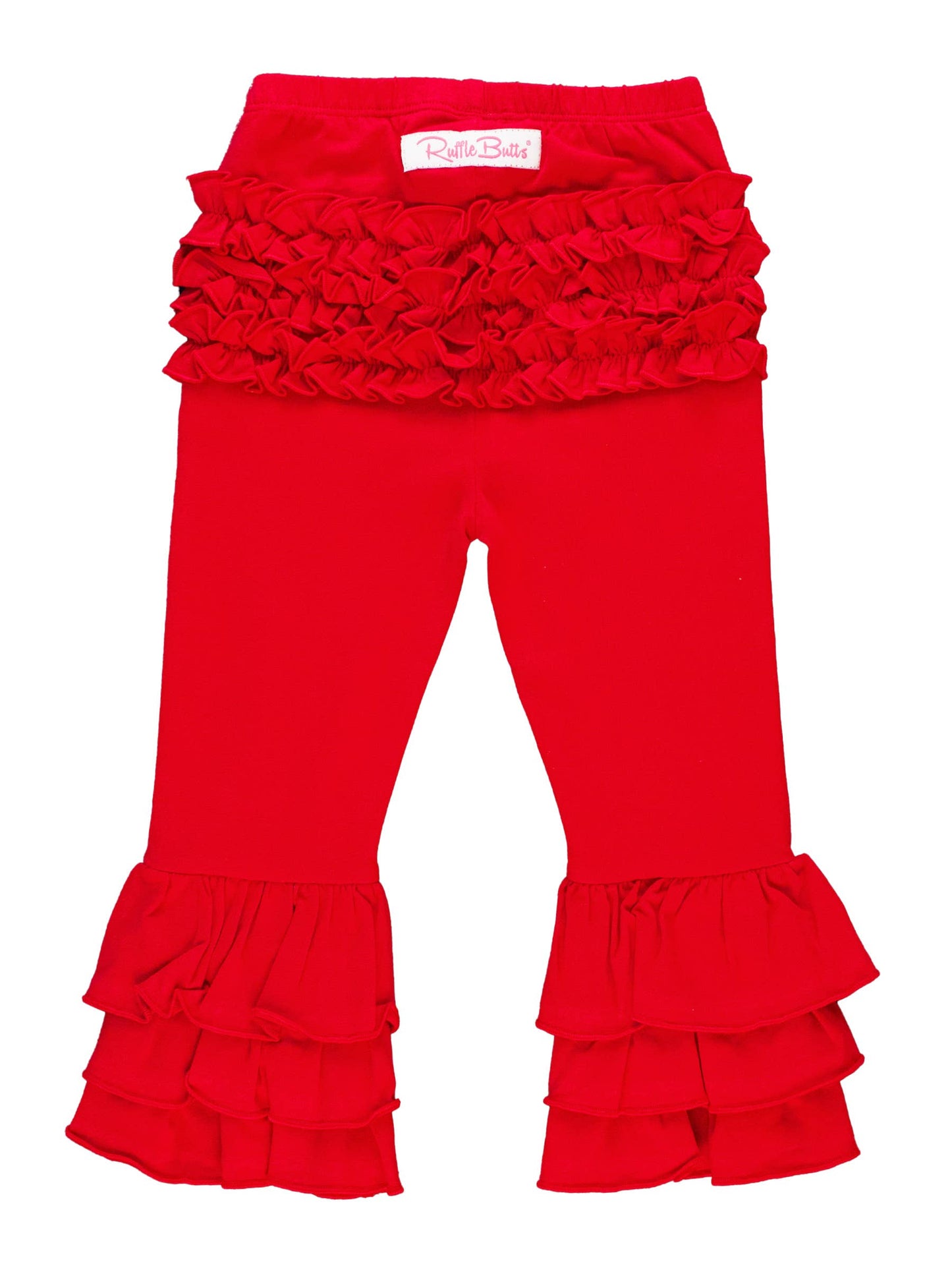 Toddler Girls Red Ruffle Flare Pants with Signature Rear Ruffles