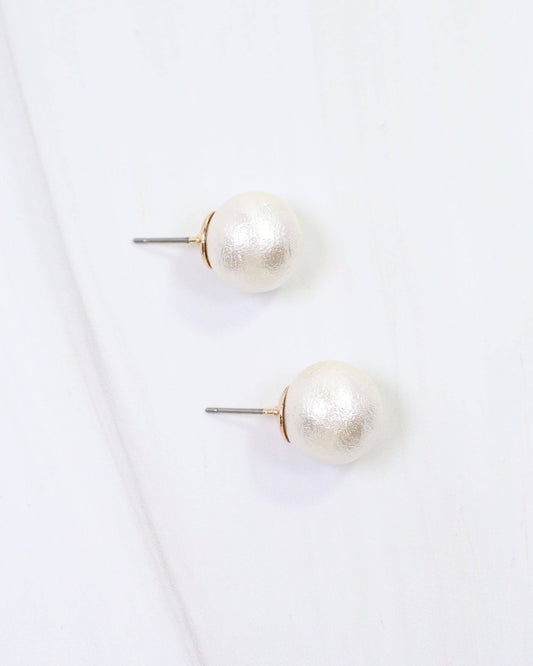 Alina Textured Pearl Stud Earring Cream