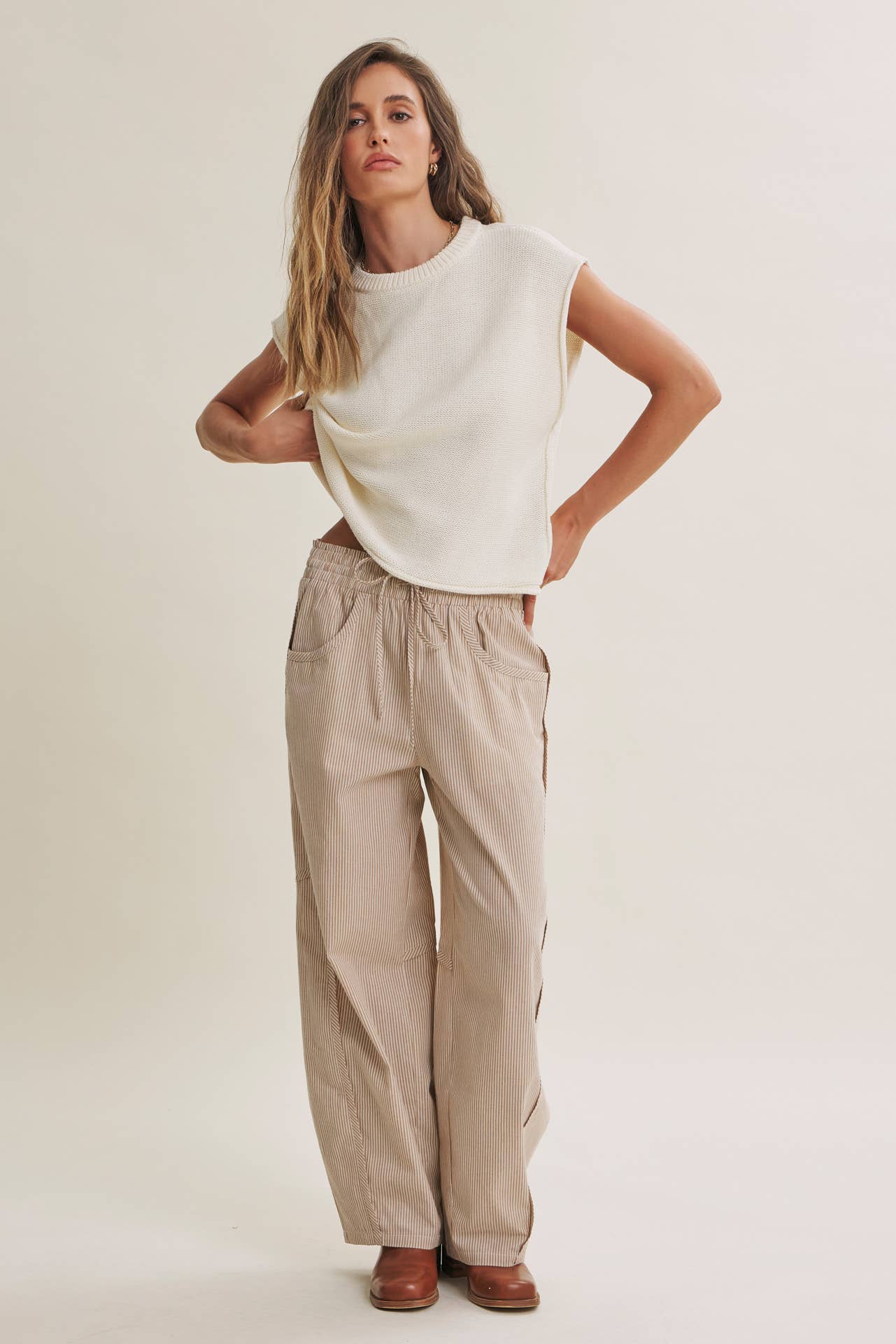 EVERYDAY EDIT RELAXED COTTON SWEATER VEST WITH EXPOSED SEAMS