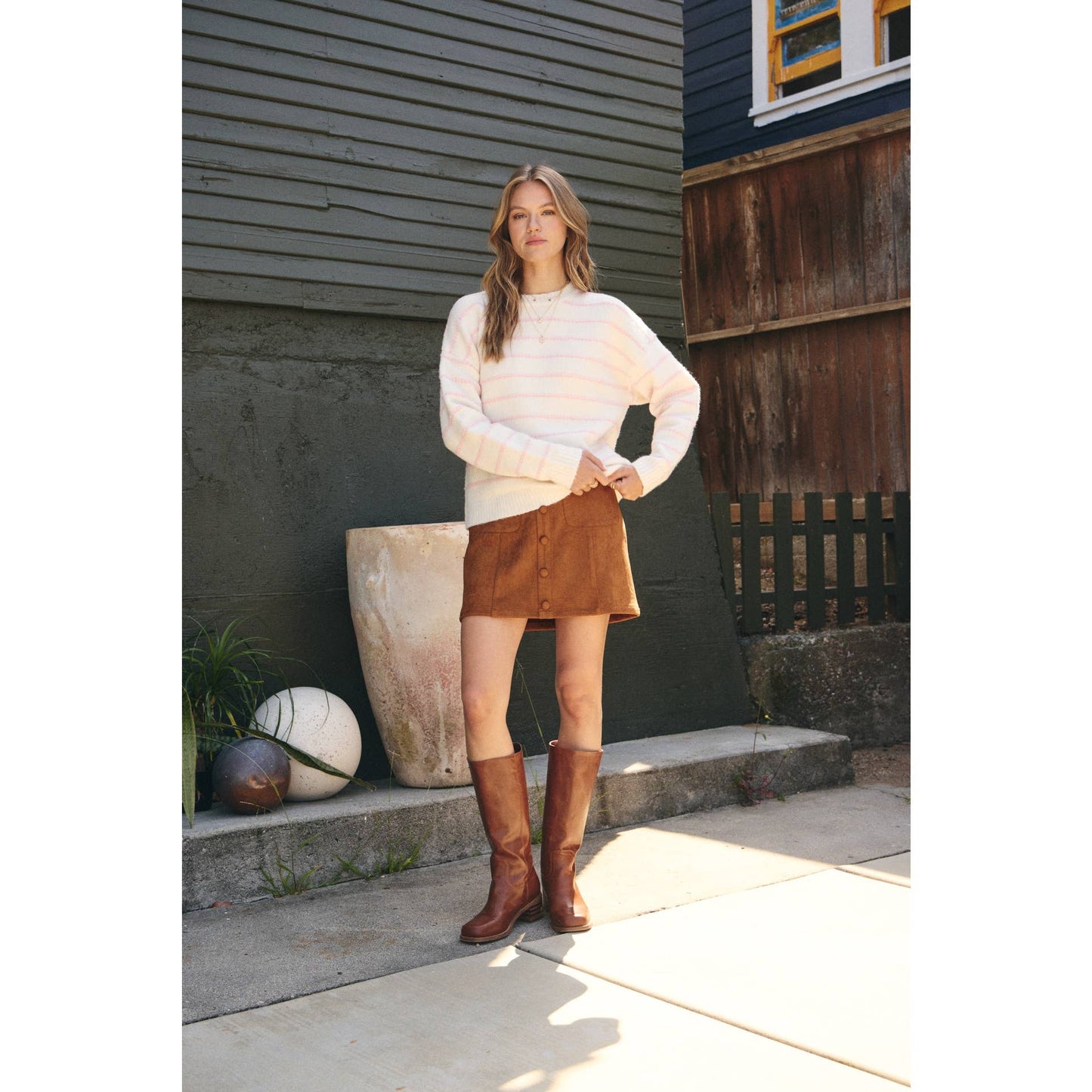 EVERYDAY LAYERING CONTRAST STRIPE SUSTAINABLE SWEATER