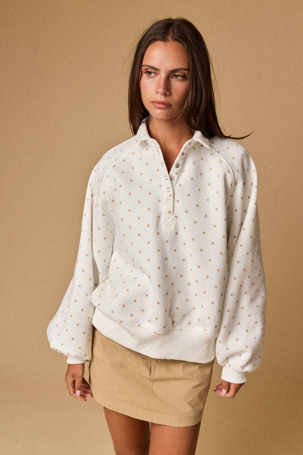 PT16060-12 - POLKA DOT PIPER SNAP BUTTON SWEATER