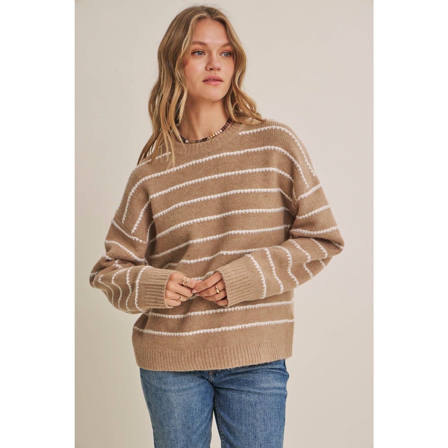 EVERYDAY LAYERING CONTRAST STRIPE SUSTAINABLE SWEATER