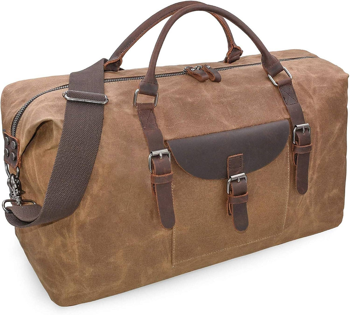 22" Oversized Handmade Leather Canvas Leather Duffel Bag