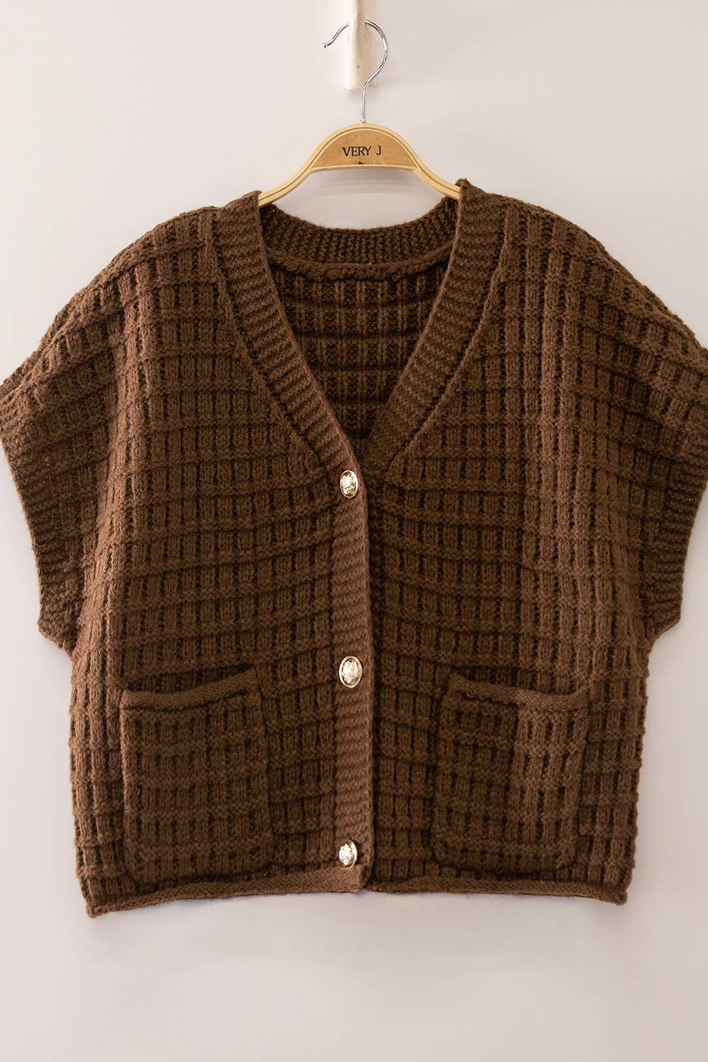 12W3719N-Waffle Texture Crop Cardigan