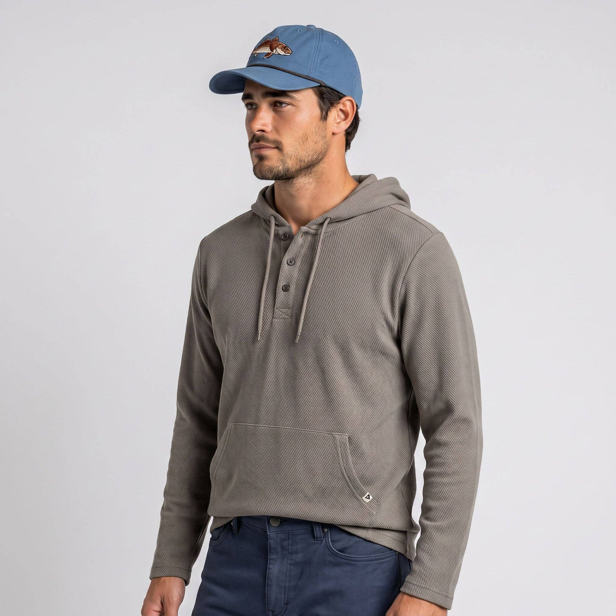 Men's Lichen Stretch Flannel Hooded Henley