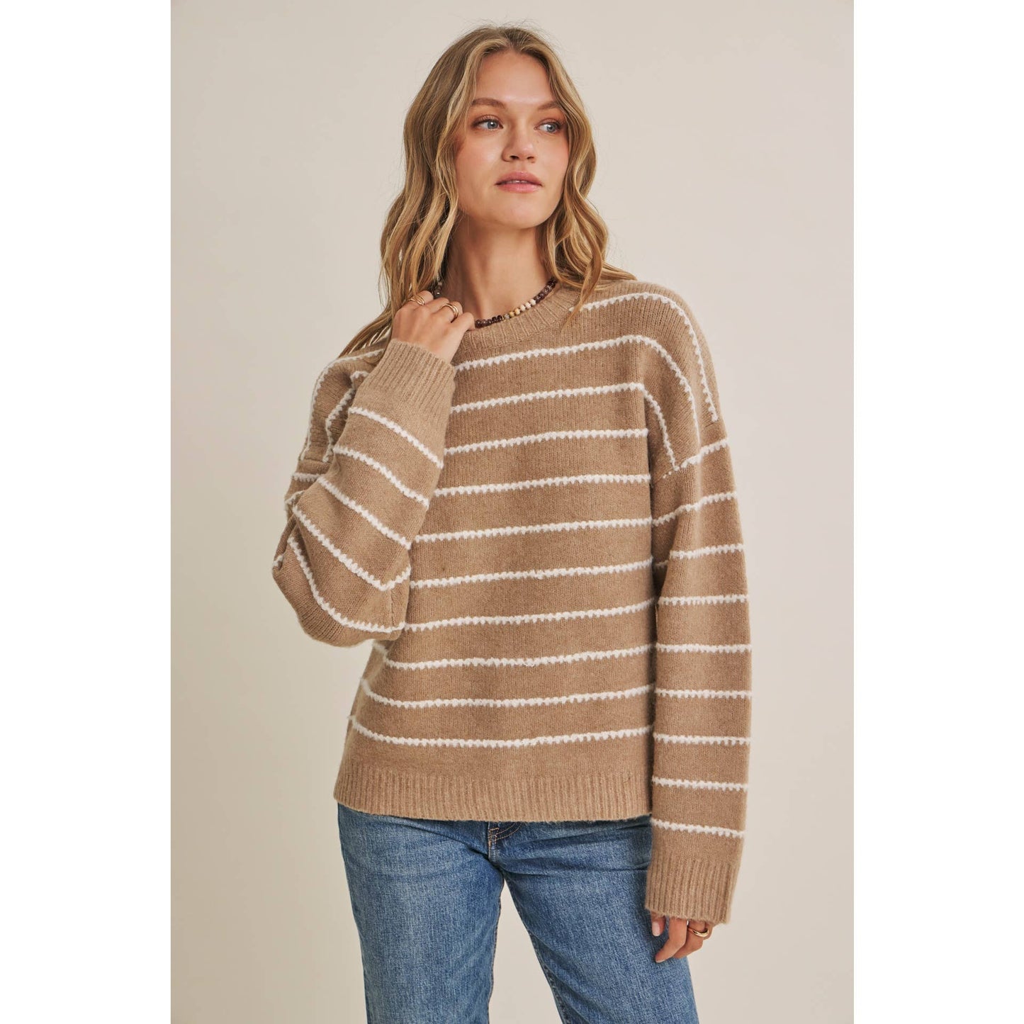 EVERYDAY LAYERING CONTRAST STRIPE SUSTAINABLE SWEATER