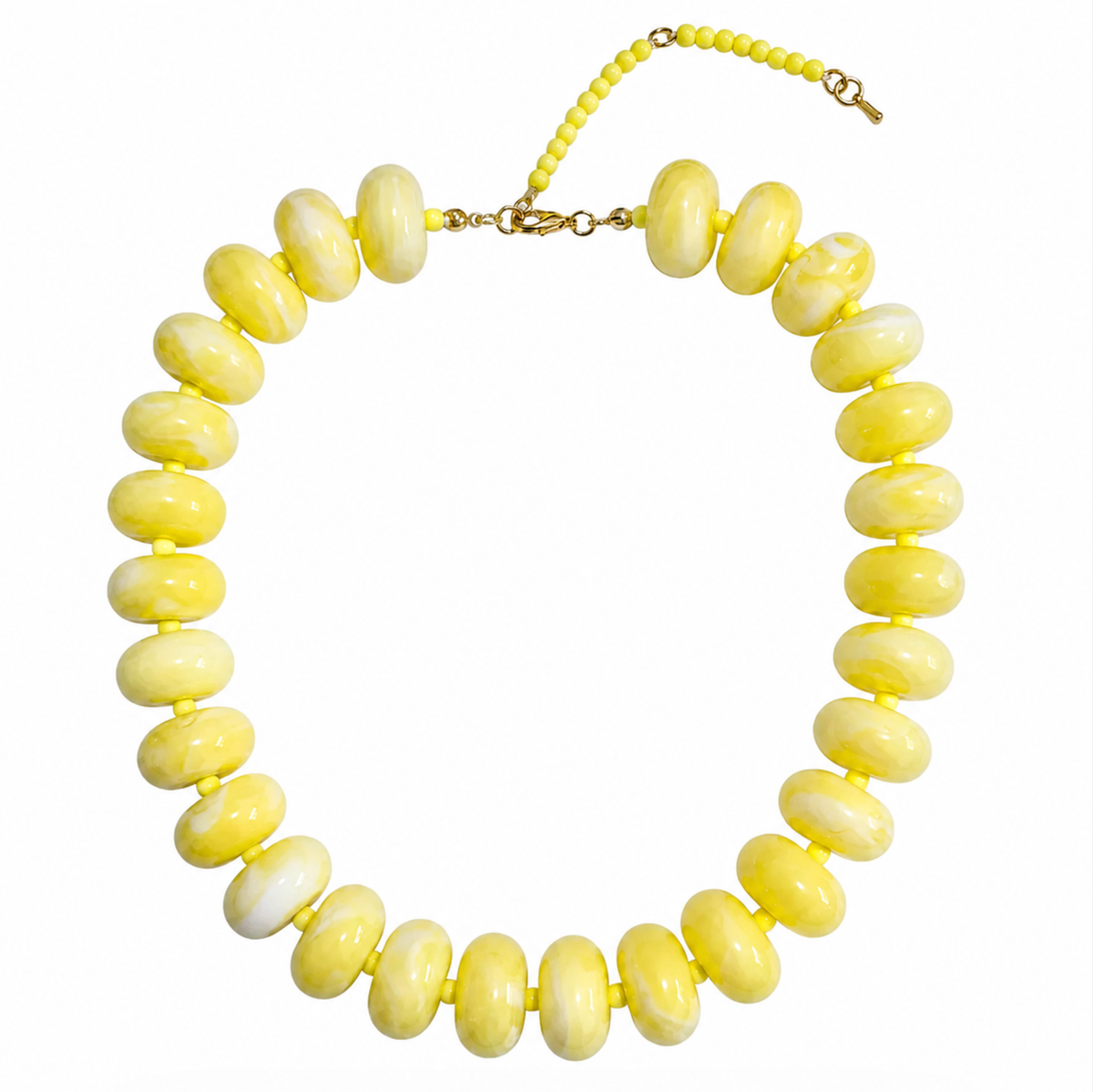 Polished Bead Statement Necklace | Cream Yellow