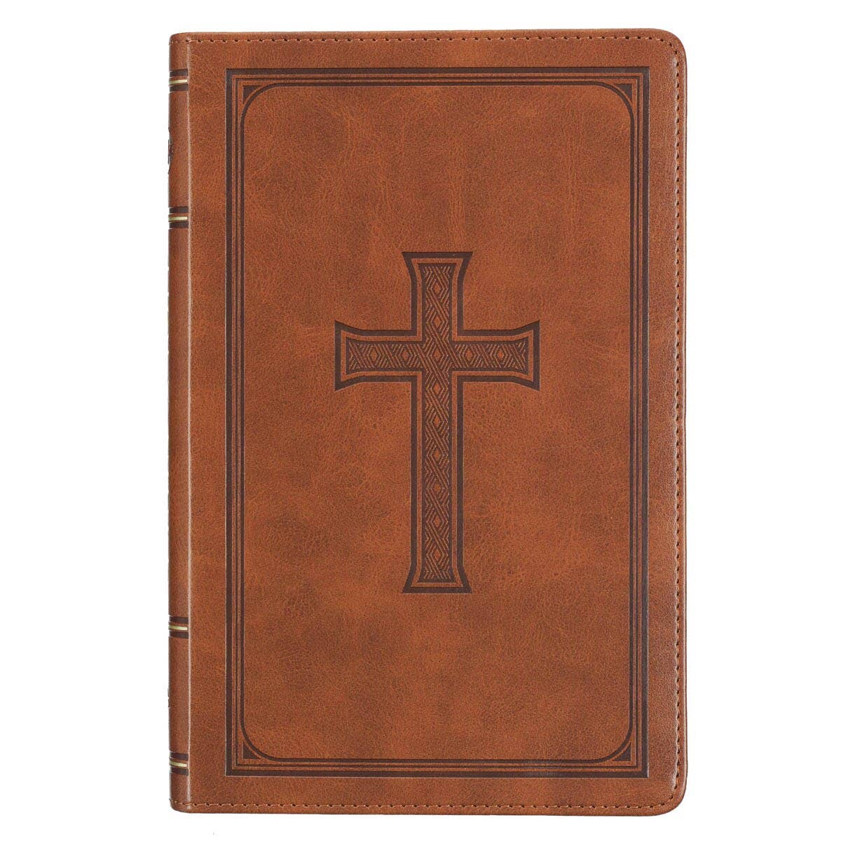 KJV Bible Deluxe Gift Faux Leather, Tan Cross