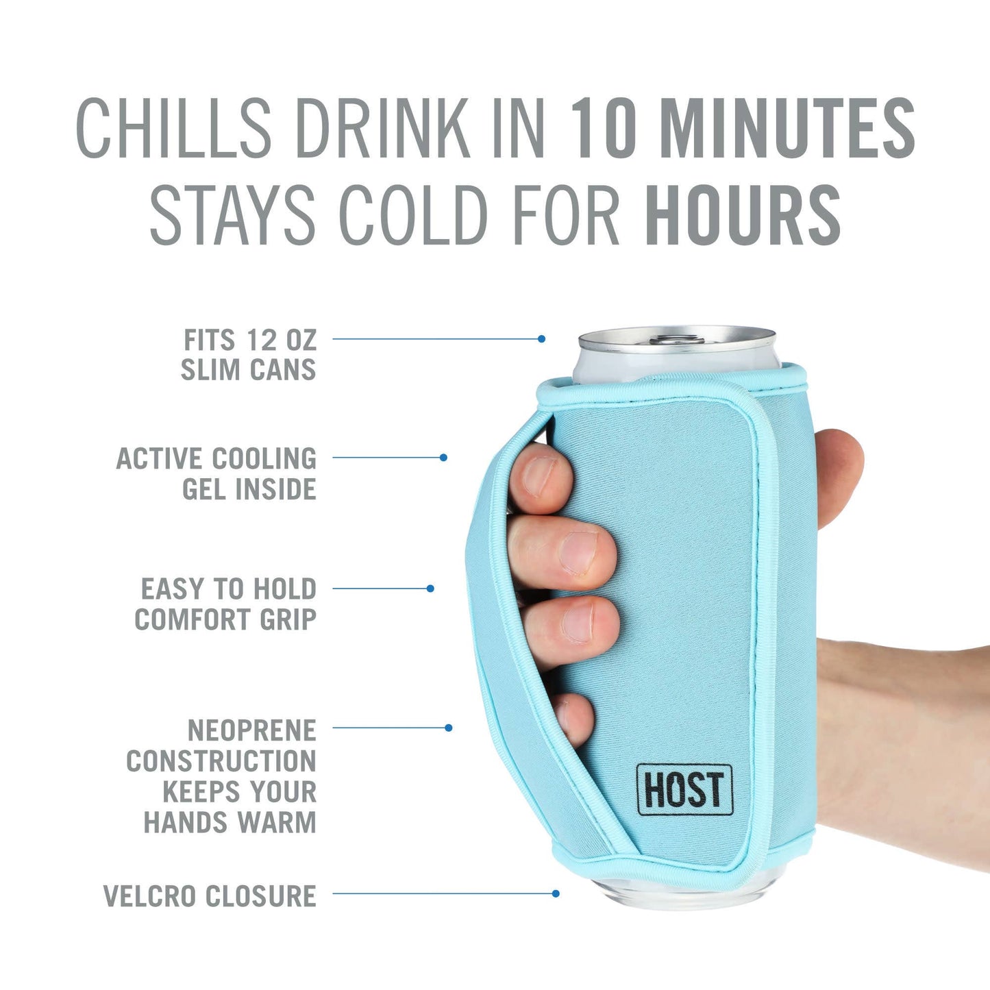 Insta Chill Sleeve with Cooling Gel Slim Cans in Ice Blue