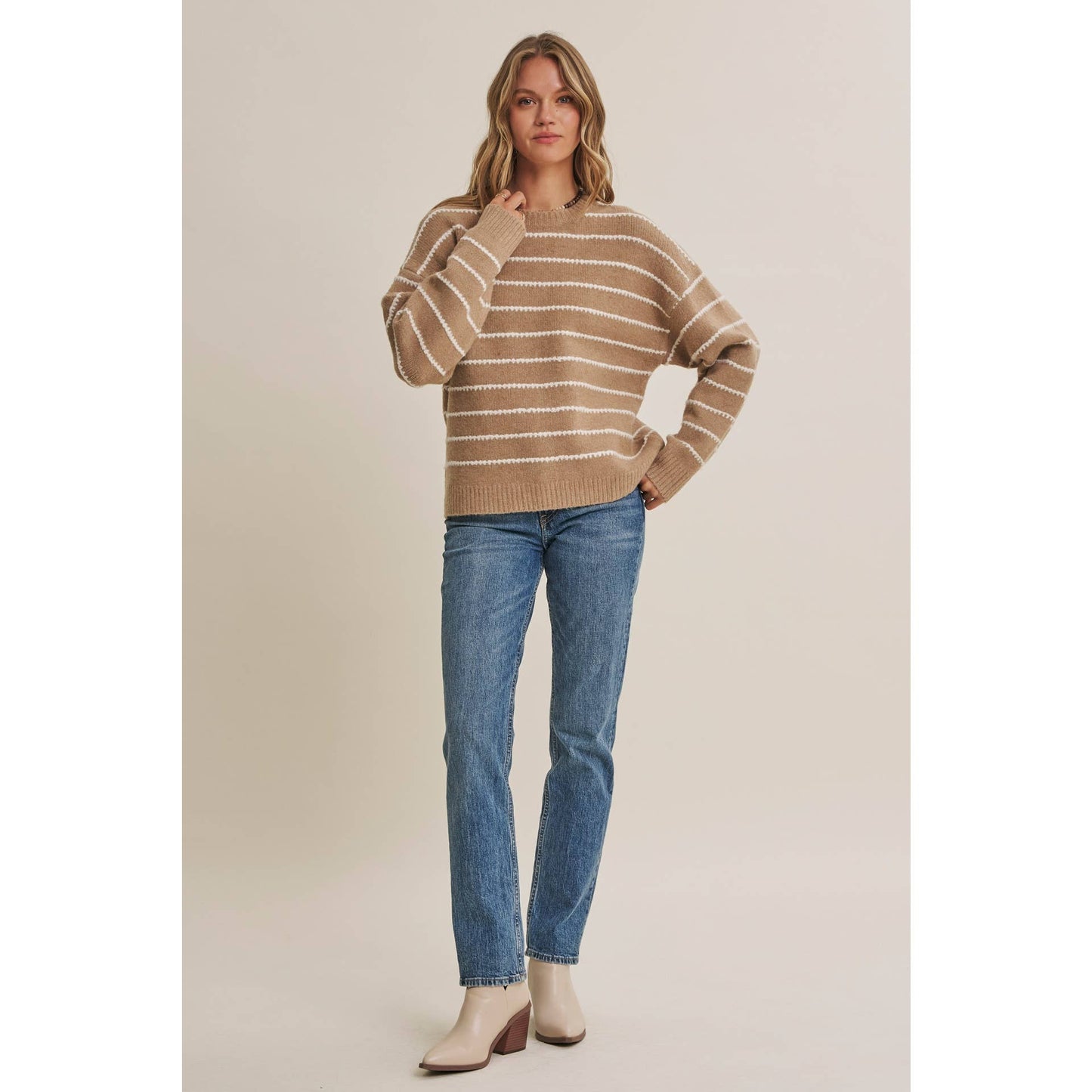 EVERYDAY LAYERING CONTRAST STRIPE SUSTAINABLE SWEATER