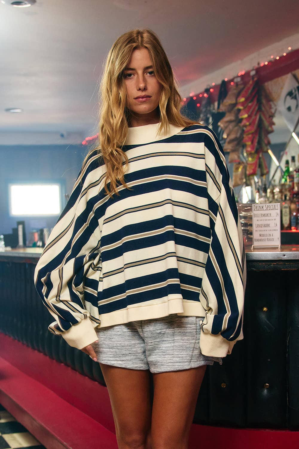 IT2765 | Striped Oversized Crewneck Top