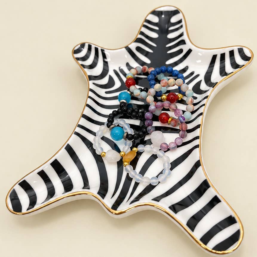 Zebra Print Ceramic Decorative Trinket Dish | 40CP103