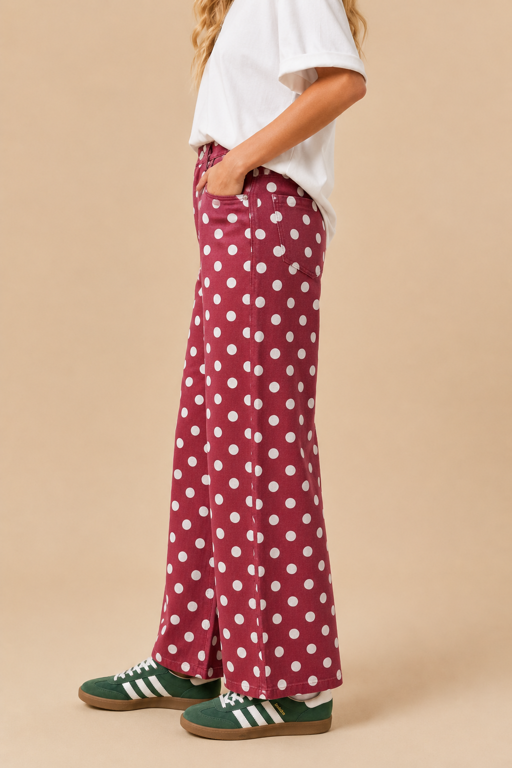 POLKDADOT DENIM RELAXED FIT JEANS
